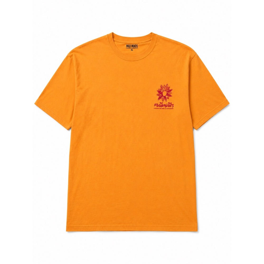 M/SF/T Mad Minds Mens XL Orange Graphic T-Shirt Recycled Cotton Sunflower Tee